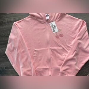 Pink Cherry Zip Up Women's Hoodie